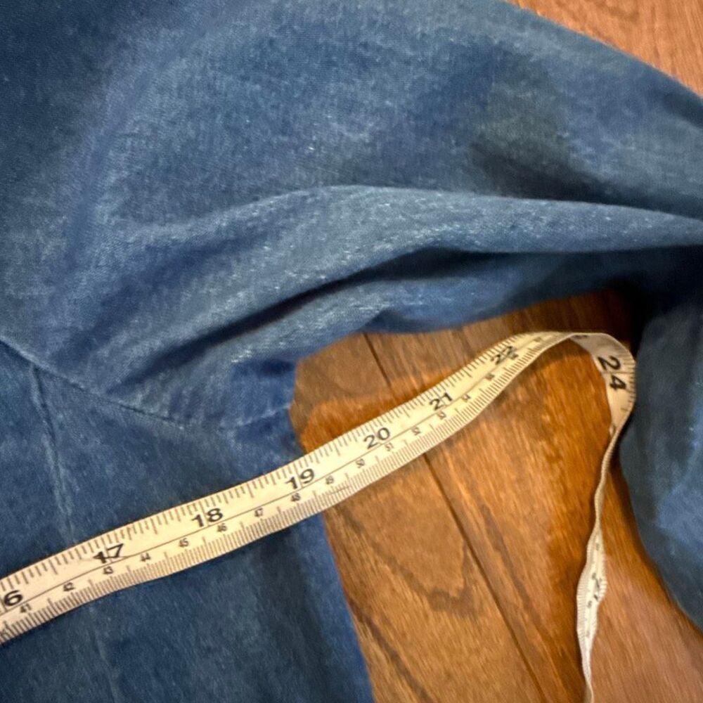 Talbots vintage denim faux suede trim Nehru collar shacket size small petite - Picture 8 of 11